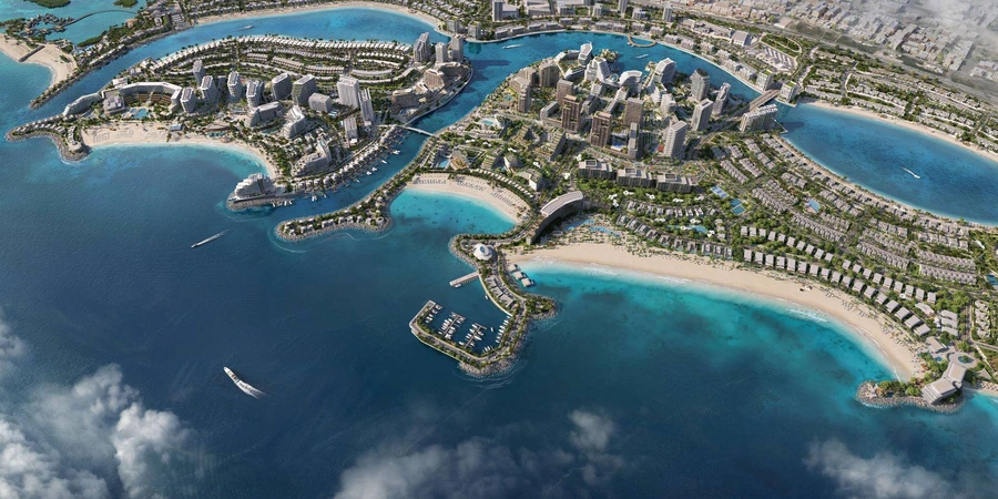 Mina Al Arab masterplan with North Harbour, islands, waterways and waterfront districts