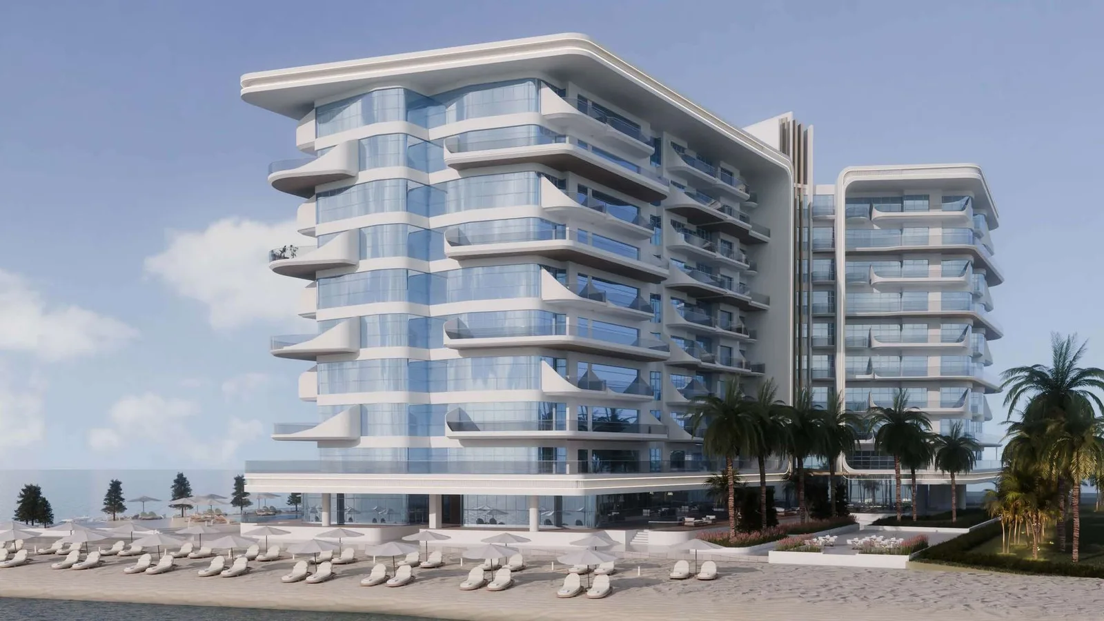 Fortune Bay Residences beachfront exterior and private shoreline