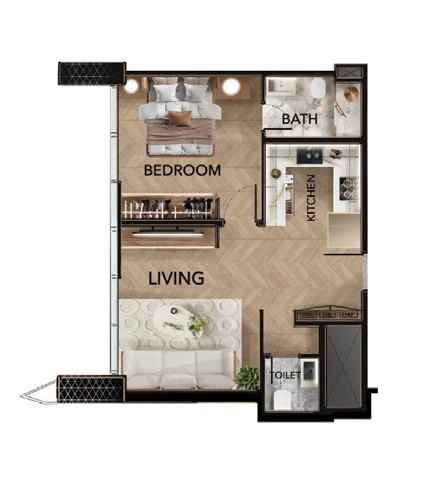 Radiant Bridges 1-bedroom Type A apartment floor plan in Tower C