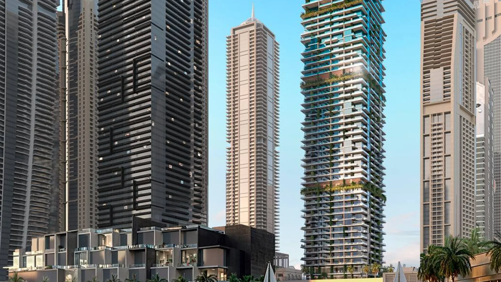 Kempinski Marina Residences tower with planted terraces in Dubai Marina