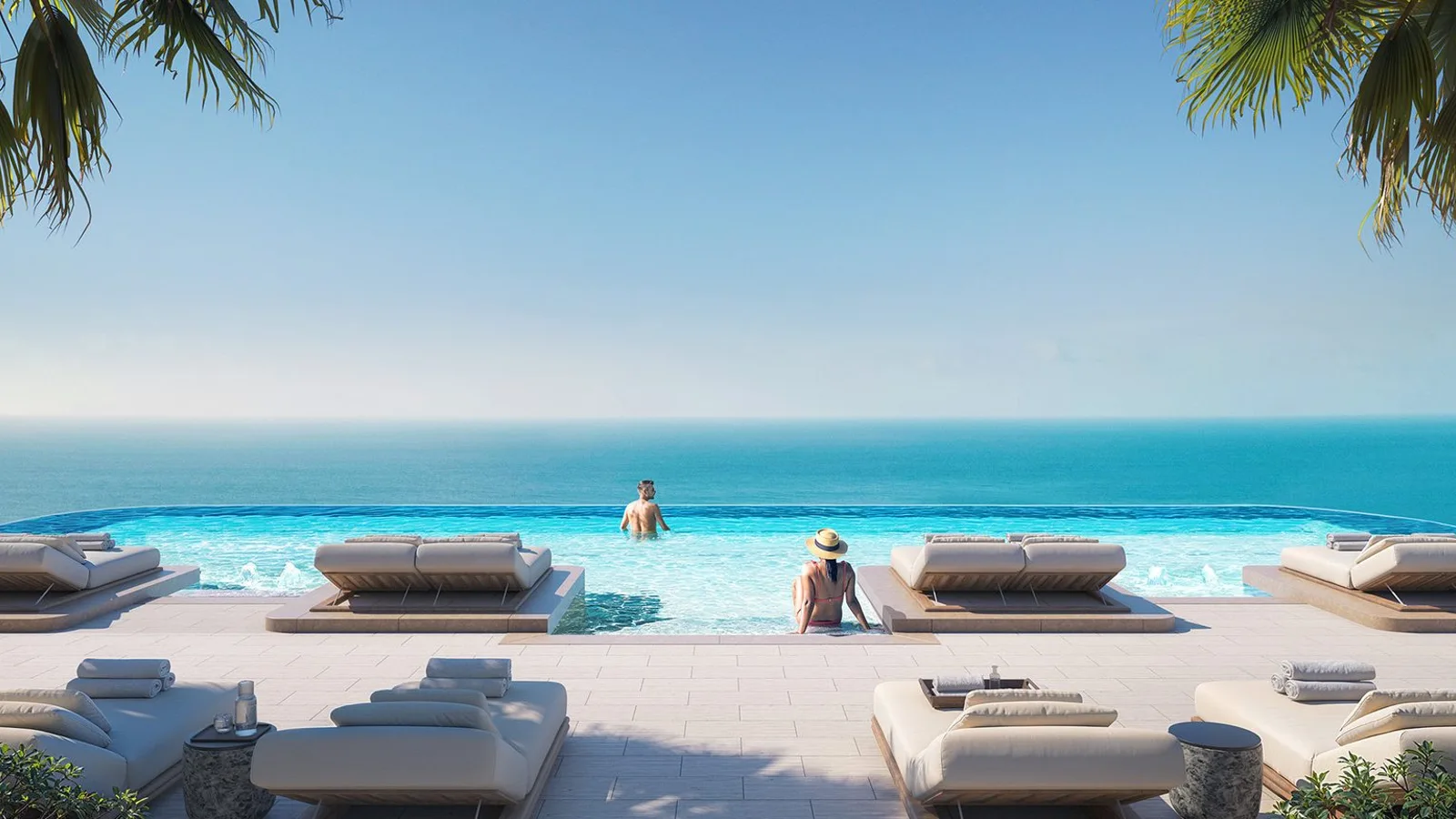 Sea-facing infinity pool at Soléva Beach Residences