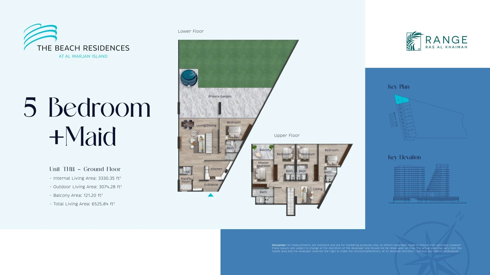 The Beach Residences 5-bedroom plus maid's room townhouse TH11 floor plan, 6,525.84 sq ft