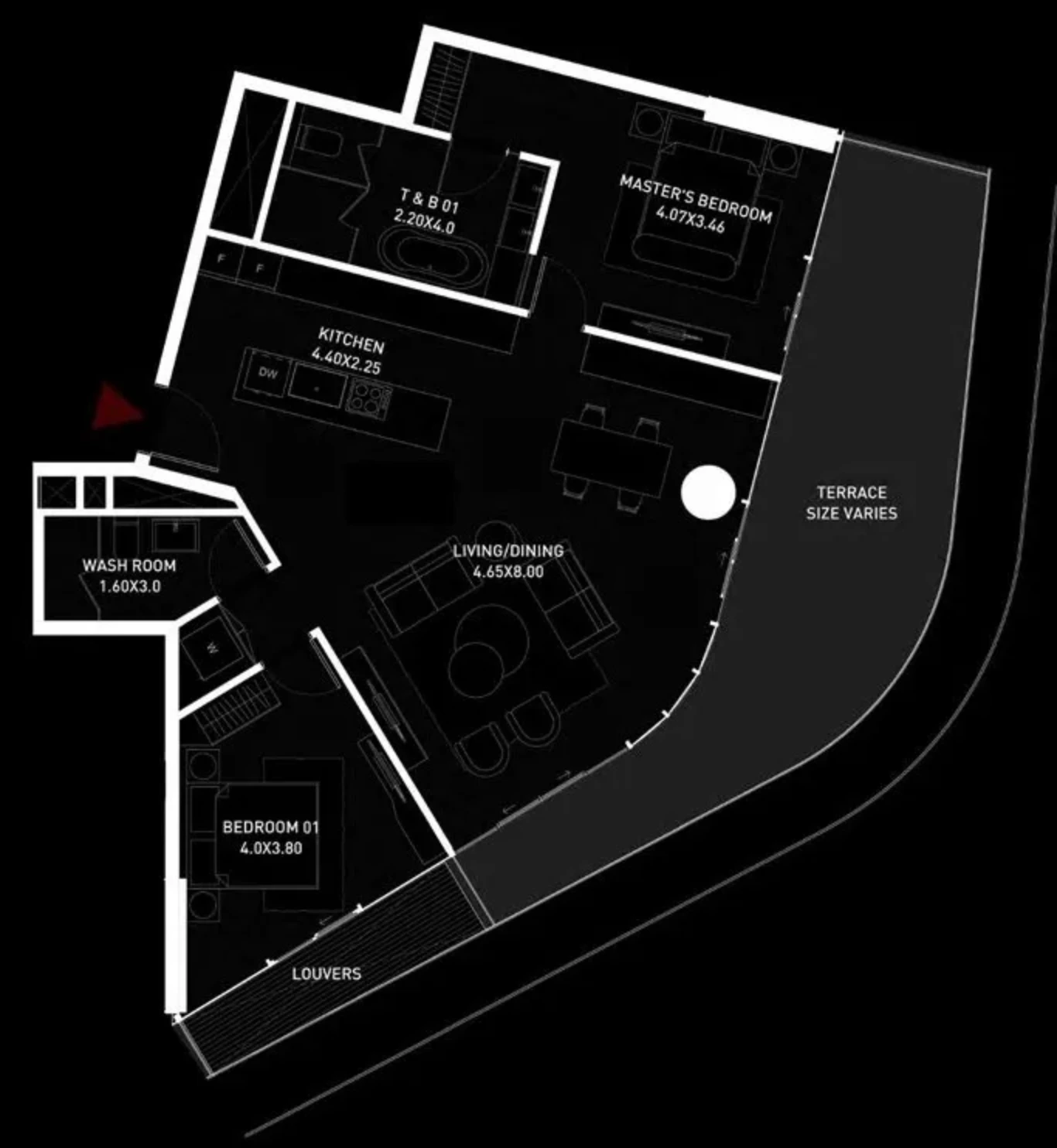 Brabus Island 2-bedroom Type 1 apartment floor plan