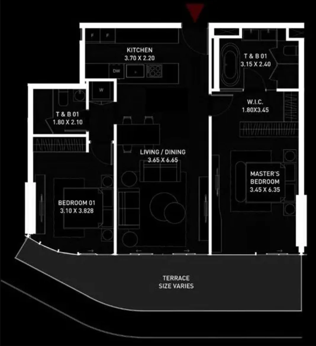 Brabus Island 2-bedroom Type 2 apartment floor plan