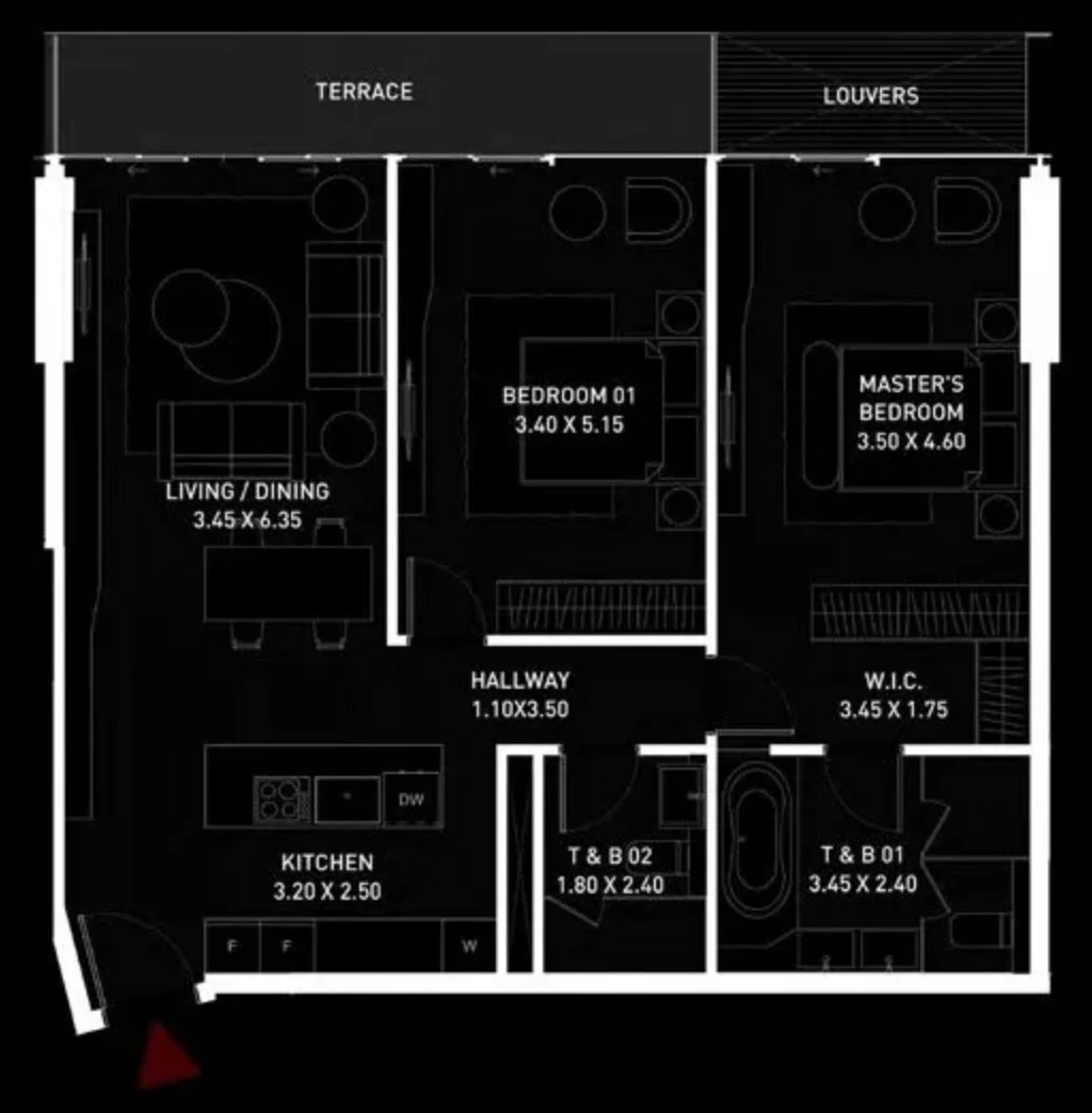 Brabus Island 2-bedroom Type 5 apartment floor plan
