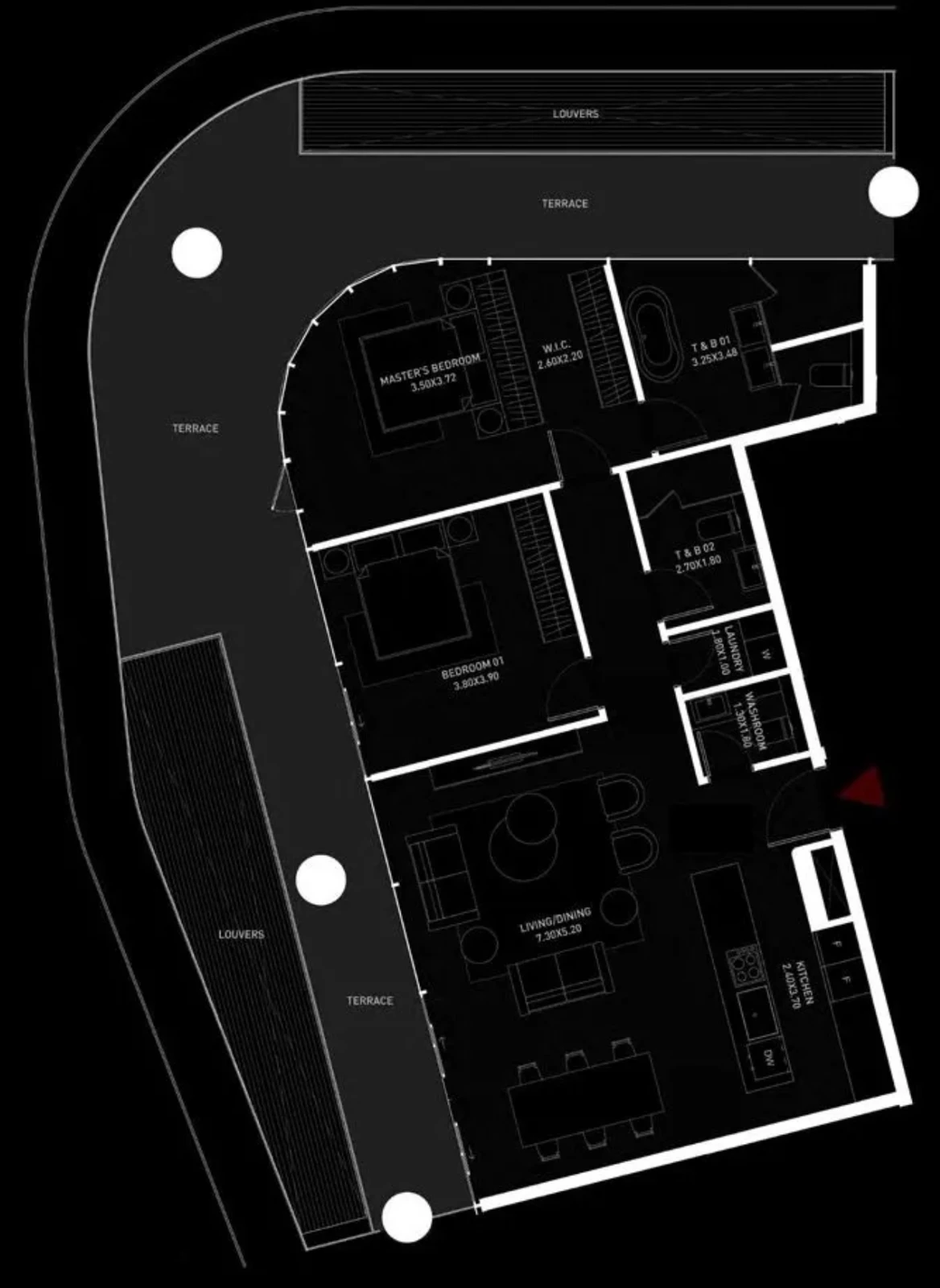 Brabus Island 2-bedroom Type 3 apartment floor plan