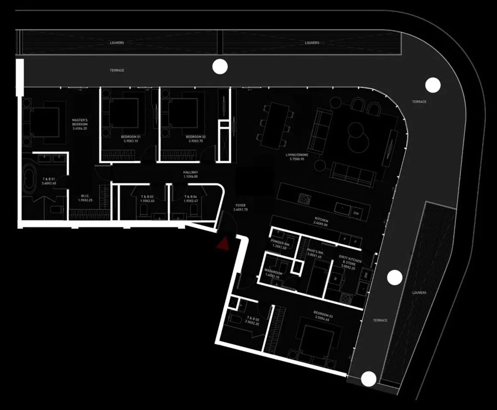 Brabus Island 4-bedroom Type 1 apartment floor plan