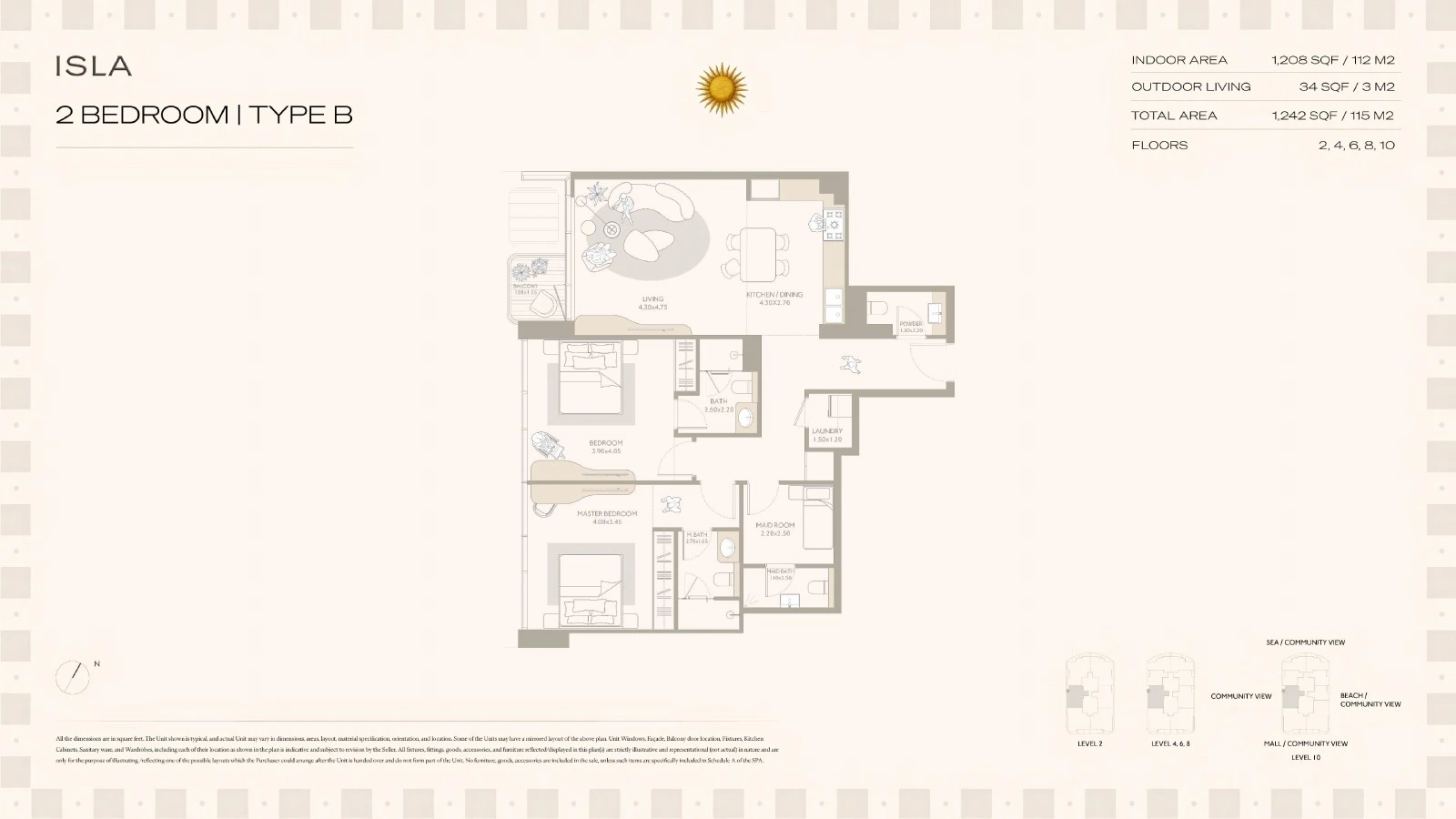 Isla Private Residences 2-bedroom Type B apartment floor plan