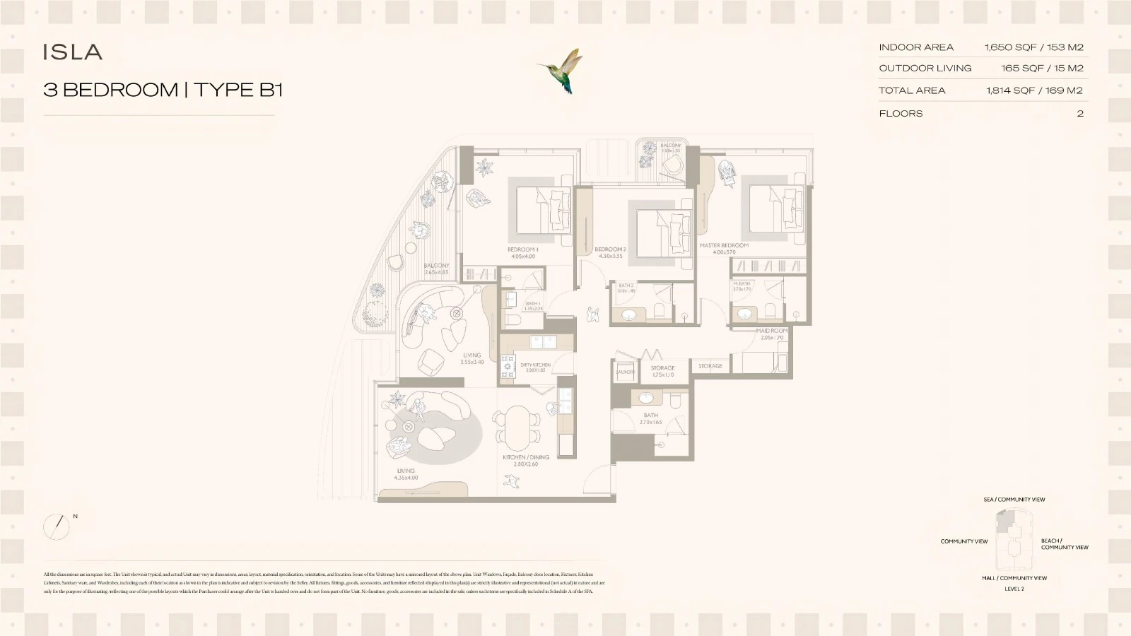 Isla Private Residences 3-bedroom Type B1 apartment floor plan