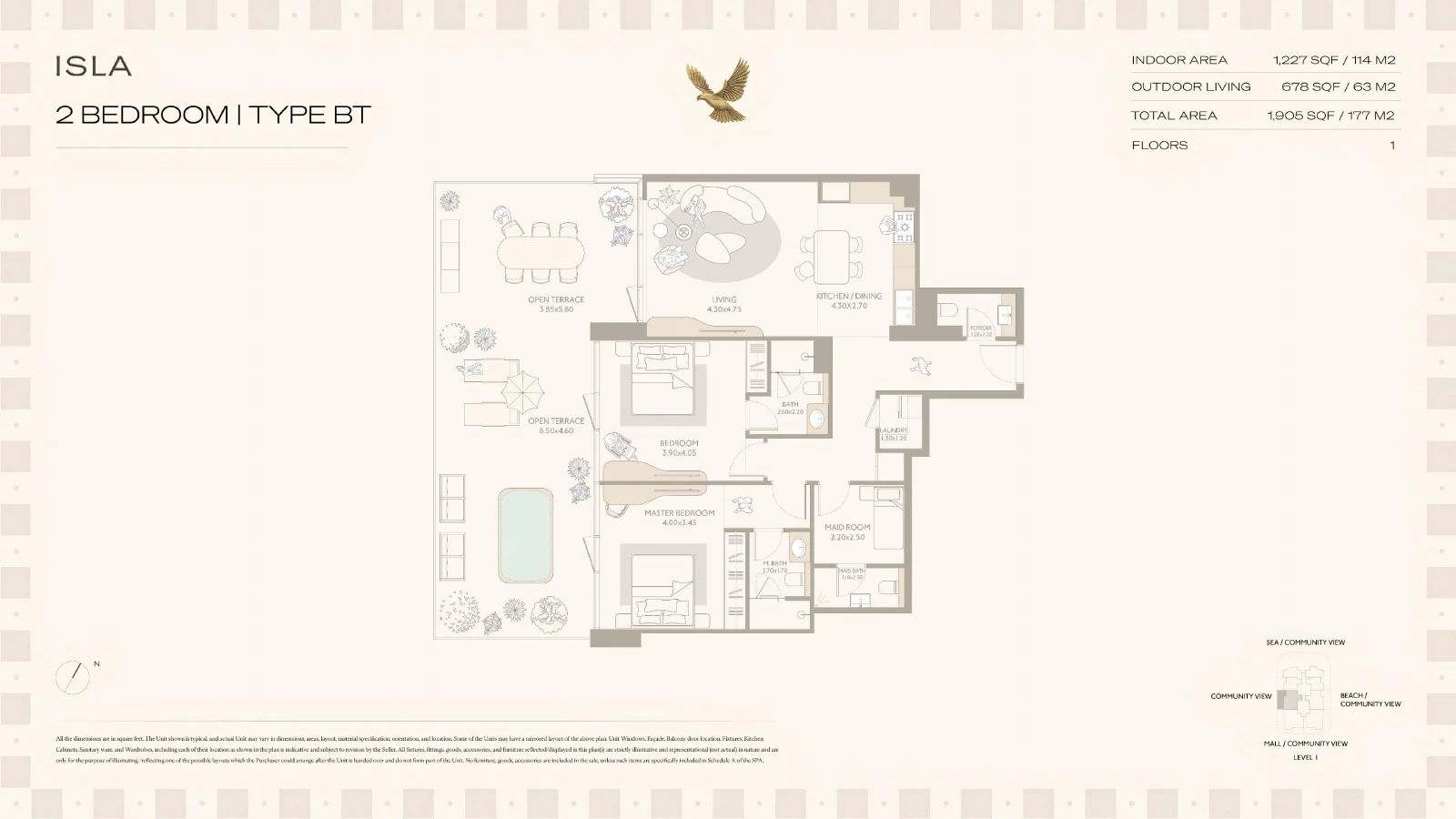Isla Private Residences 2-bedroom Type BT private-pool terrace apartment floor plan