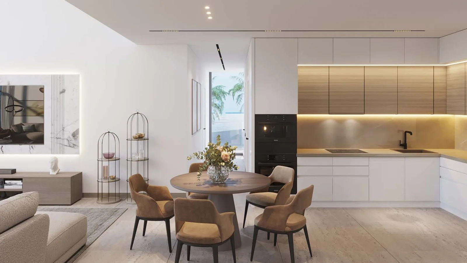Dining and kitchen interior at The Beach House