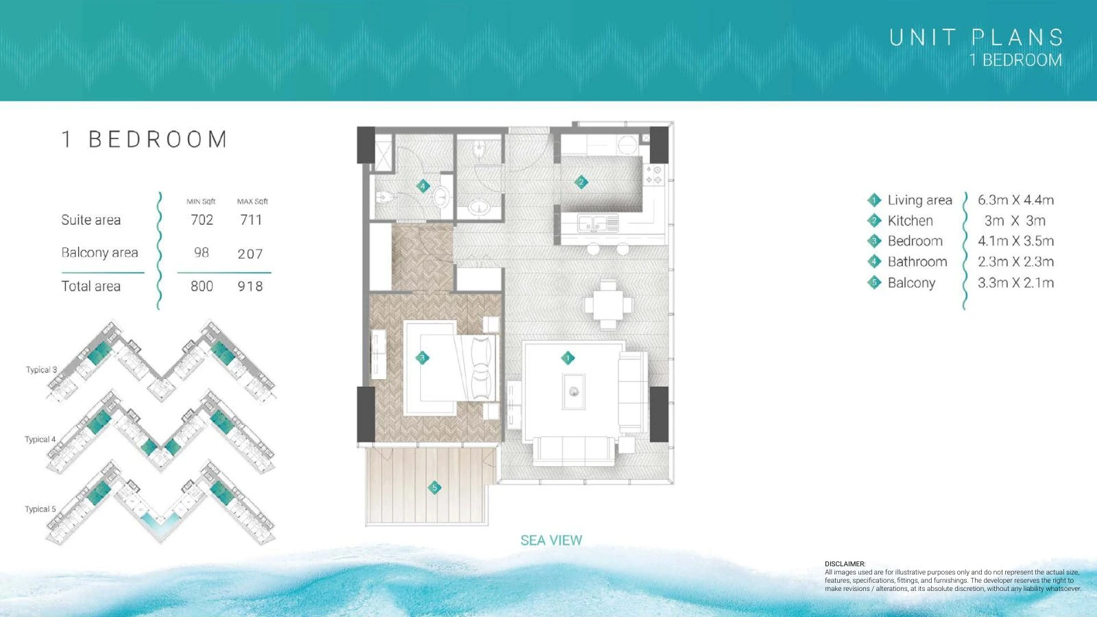 Moonstone Residences Interiors 1-bedroom Standard apartment floor plan, 800-918 sq ft
