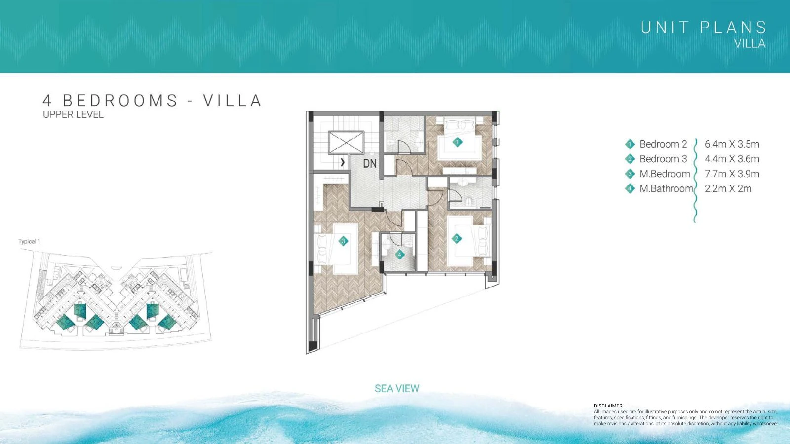Moonstone Residences Interiors 4-bedroom Standard villa Upper Level floor plan, 4,122-5,651 sq ft