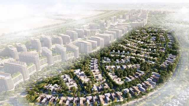 Aerial view of The Grove at Sobha Sanctuary villa enclave within its landscaped community.