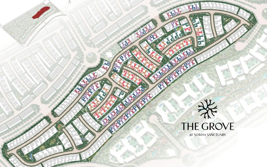 Illustrative site plan of The Grove villa enclave within Sobha Sanctuary.