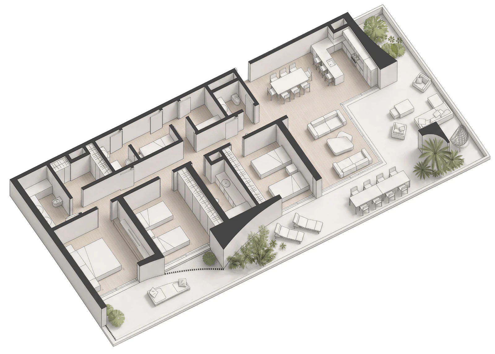 Lunaya Terraces 3-bedroom Corner Unit apartment floor plan with maid's room and outdoor terrace