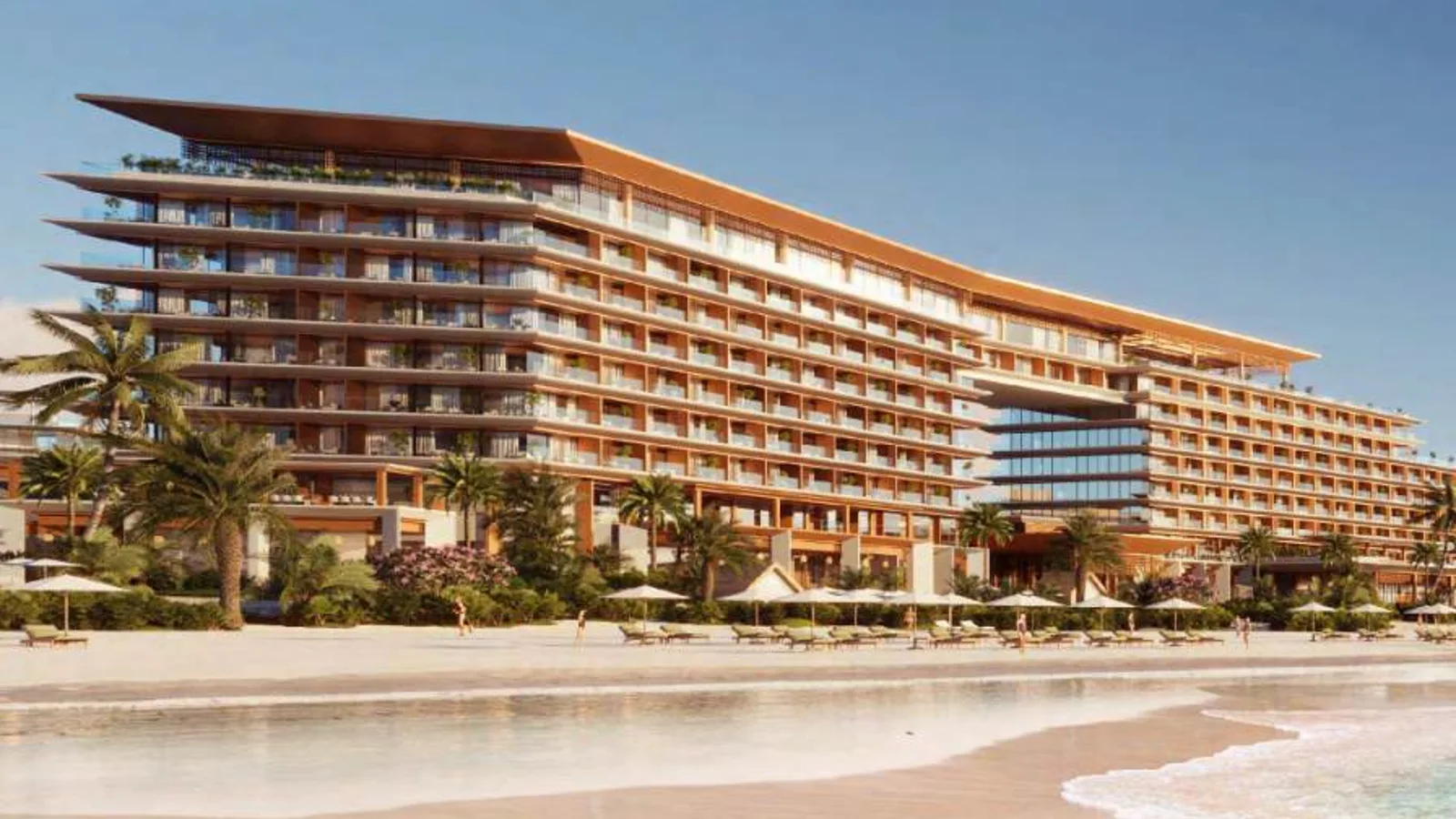 Beachfront buildings at Nobu Residences Abu Dhabi beside the Saadiyat Cultural District.