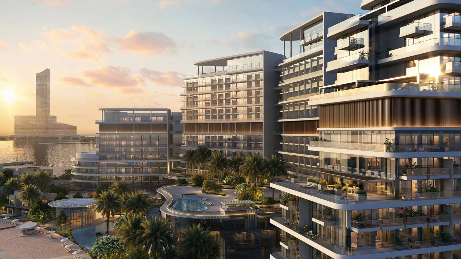 The resort and residential buildings at Nasim Al Bahr Residences on Al Marjan Island.