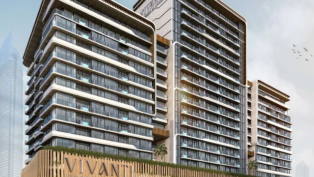 Vivanti Residences tower exterior with a curved facade and retail podium