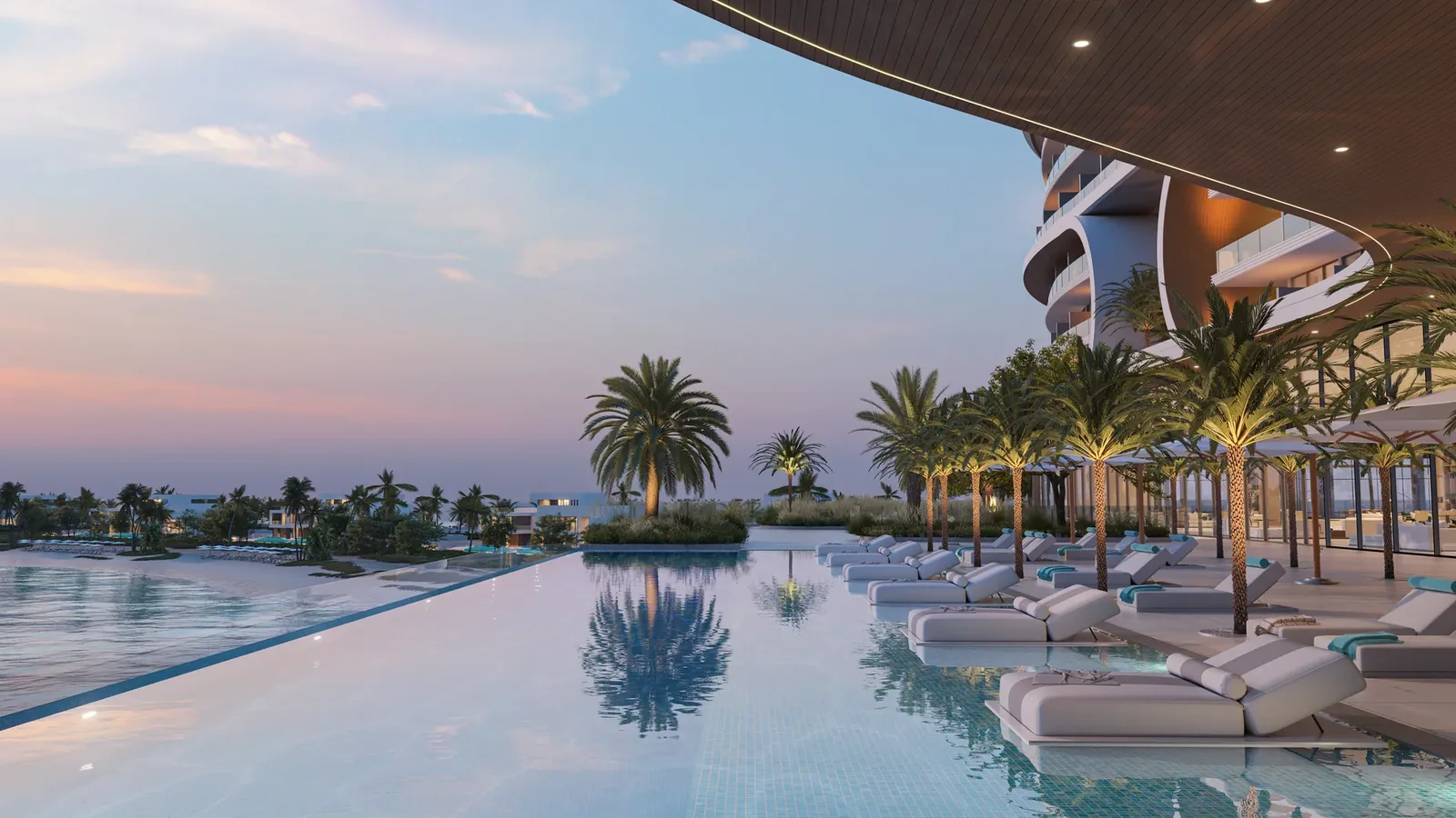 Beachfront infinity pool and sun terrace at JW Marriott Residences