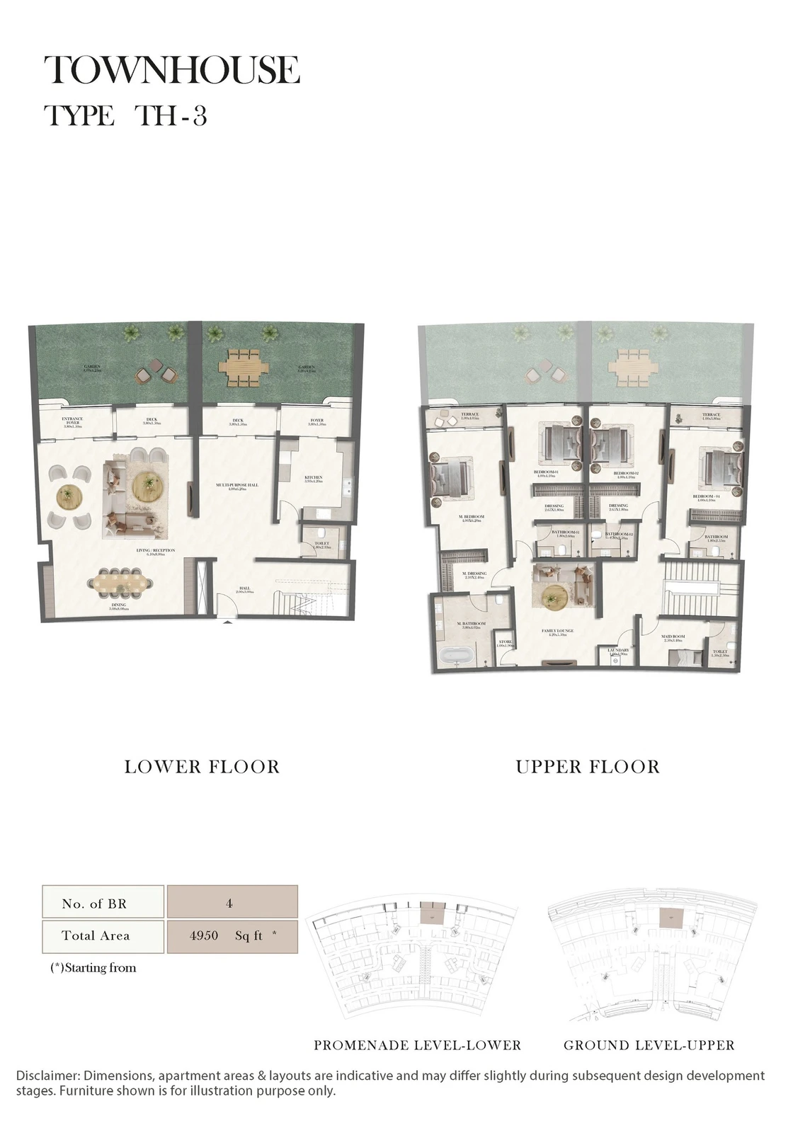 Radisson Residences 4-bedroom Type TH-3 townhouse floor plan, 4,950 sq ft