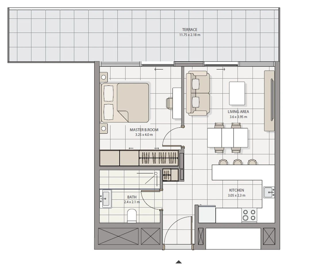 The Icon Tower 1-bedroom Type 4 apartment floor plan