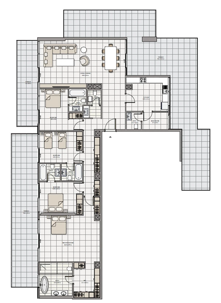 The Icon Tower 4-bedroom Type 2 penthouse floor plan