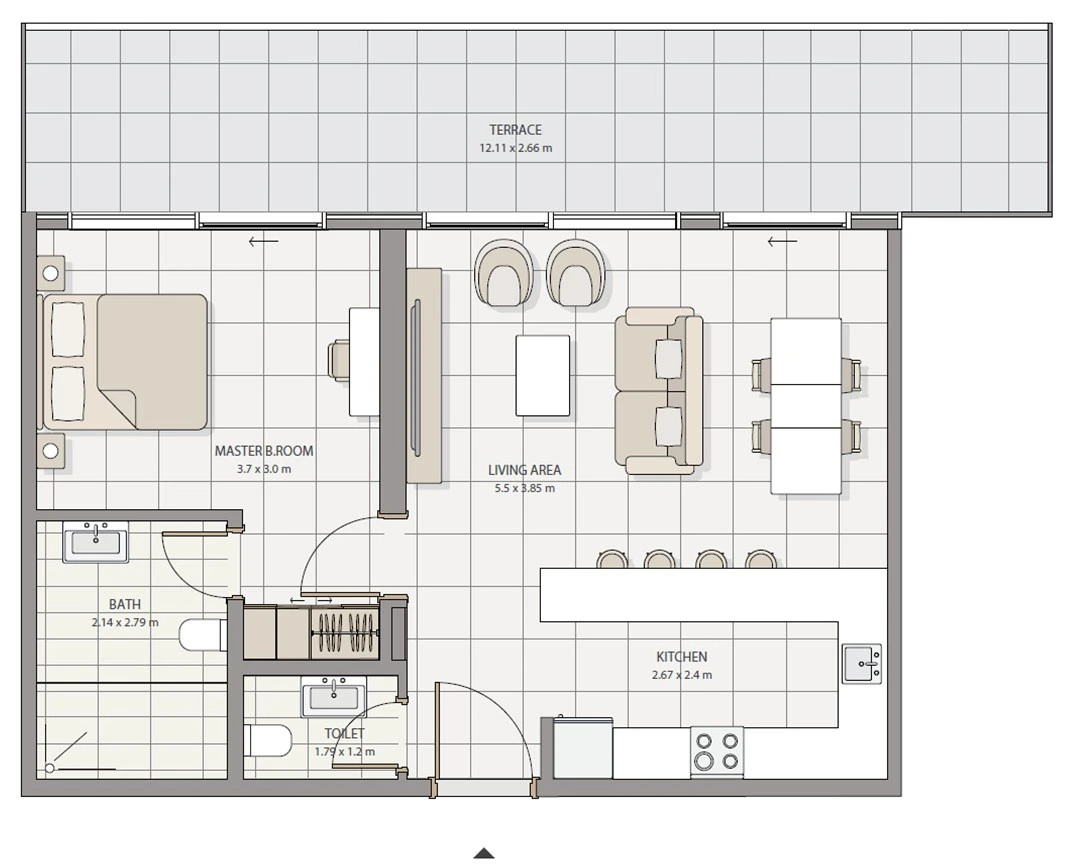 The Icon Tower 1-bedroom Type 3 apartment floor plan