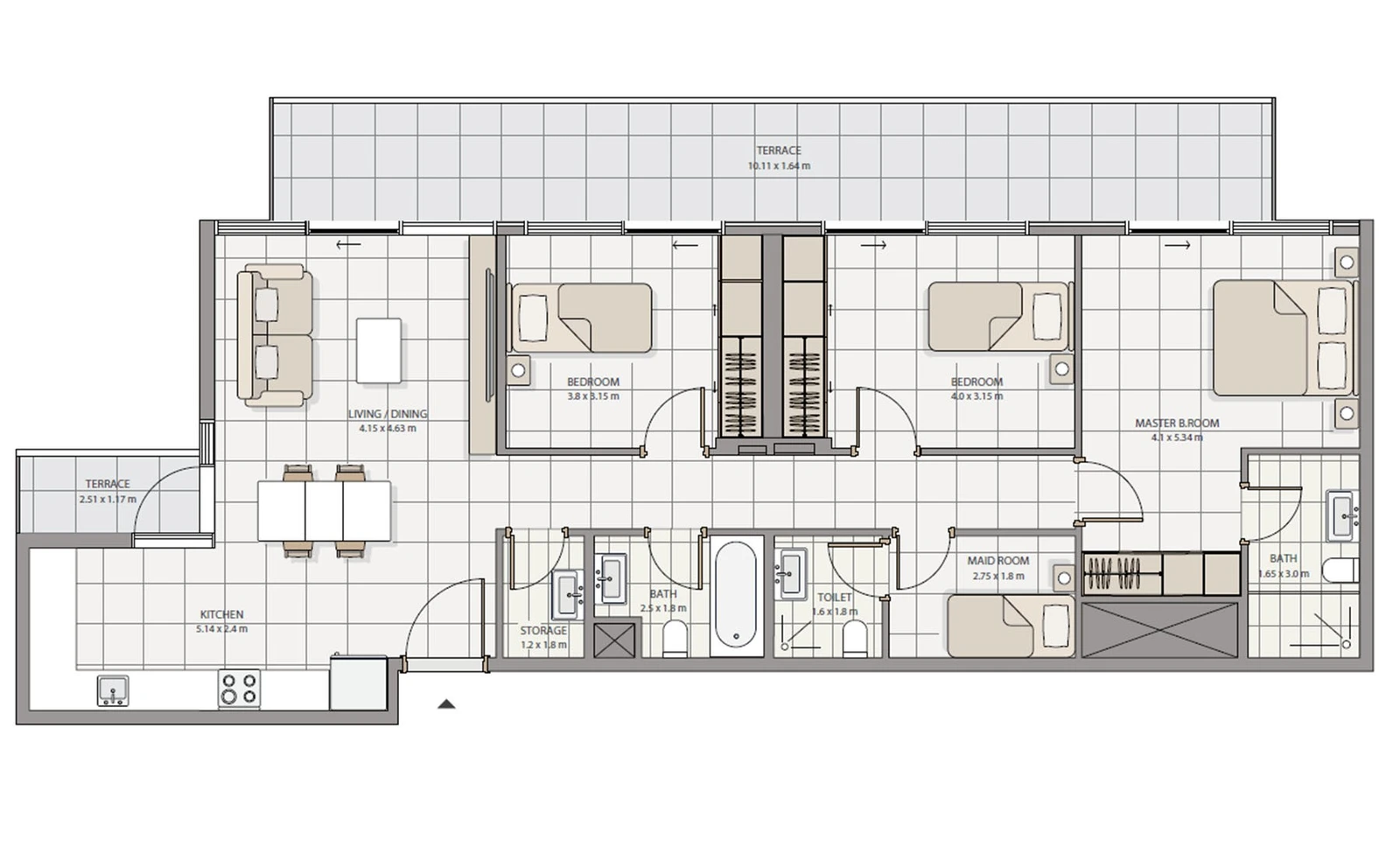 The Icon Tower 3-bedroom Type 2 apartment floor plan