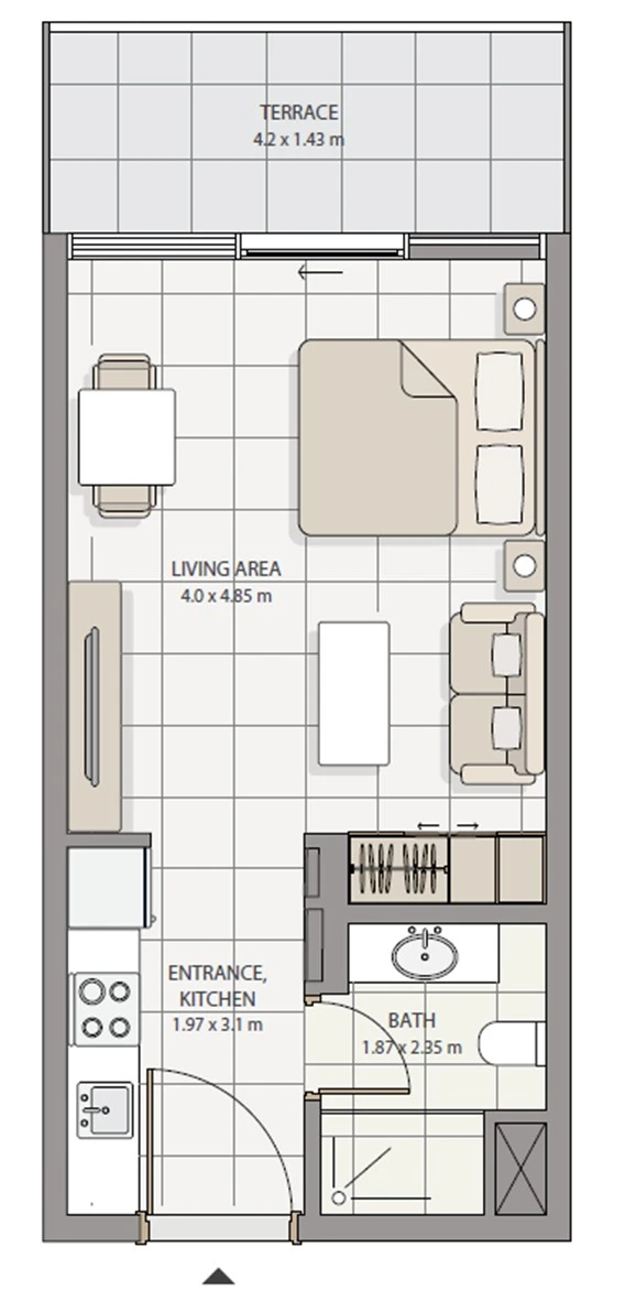 The Icon Tower studio apartment floor plan