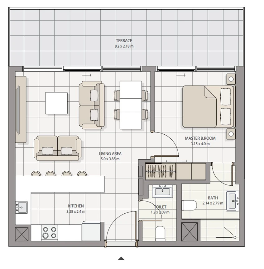 The Icon Tower 1-bedroom Type 1 apartment floor plan