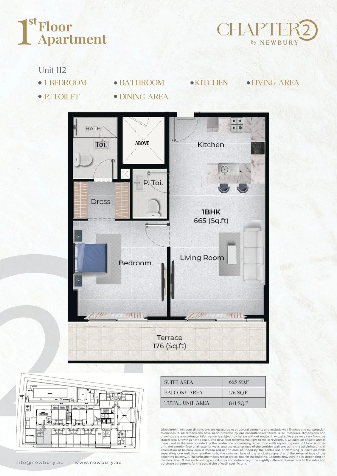 Chapter 02 1 bedroom apartment Unit 112 floor plan, 841 sq ft