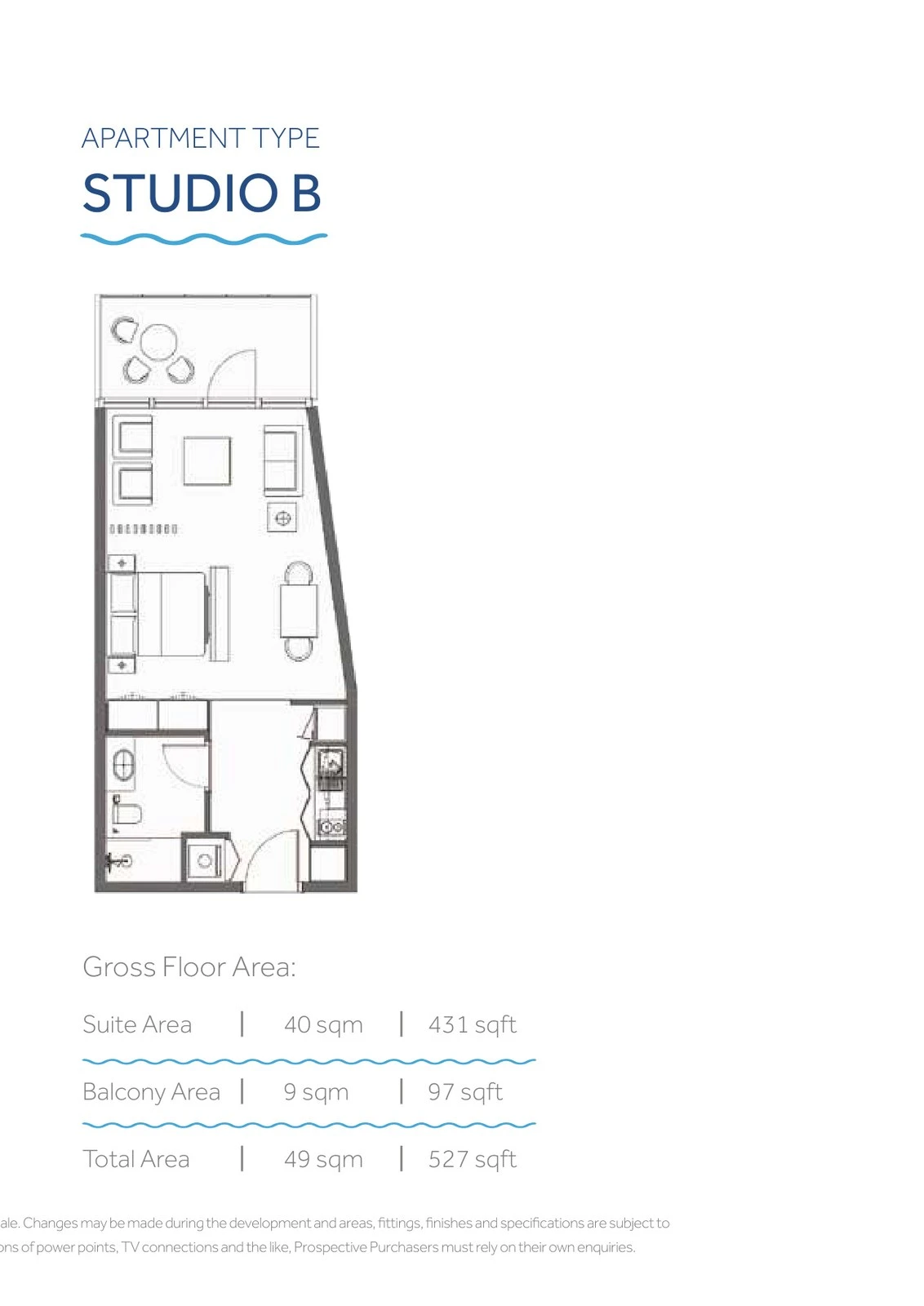 Yas Beach Residence studio Type B apartment floor plan