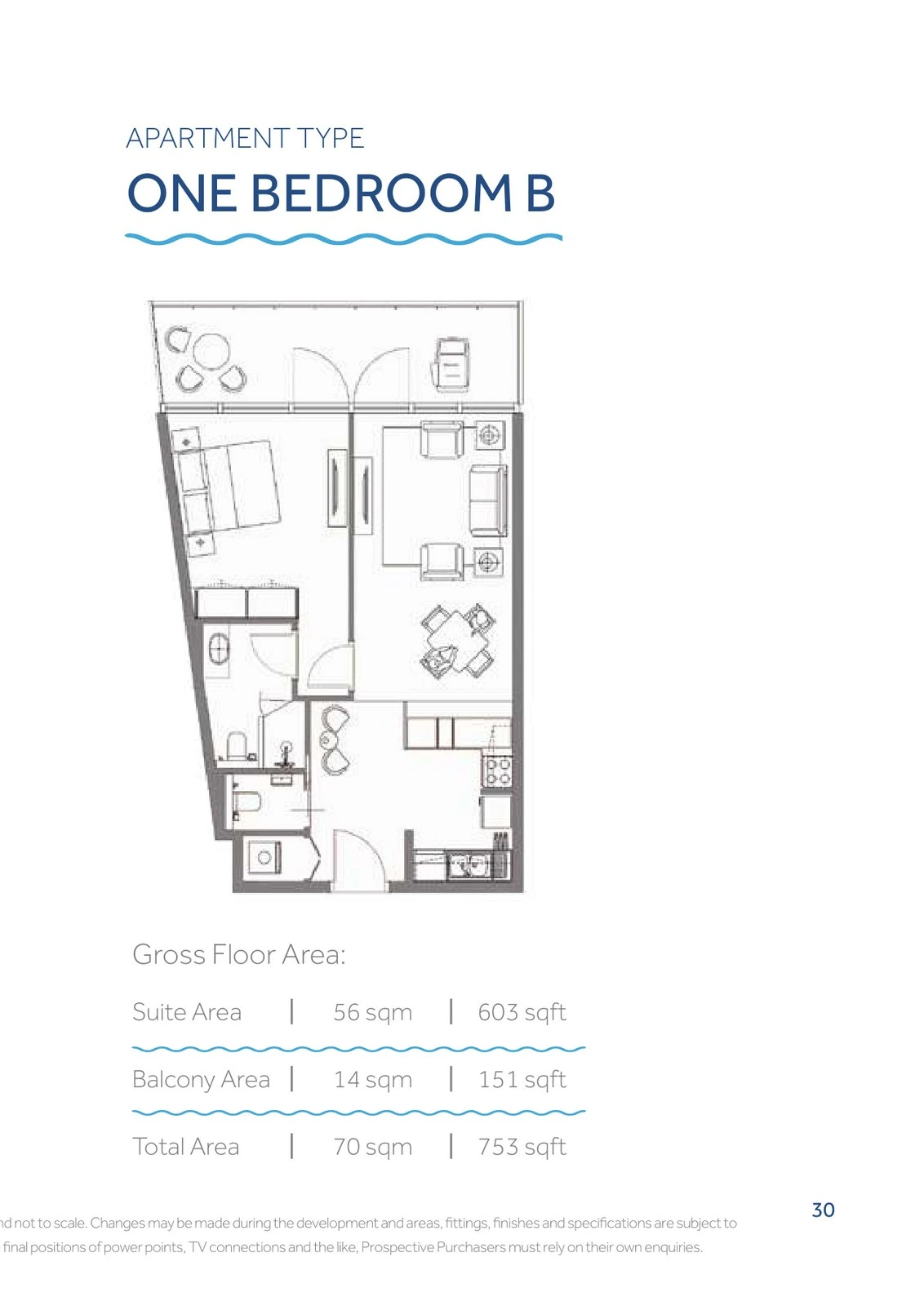 Yas Beach Residence 1-bedroom Type B apartment floor plan