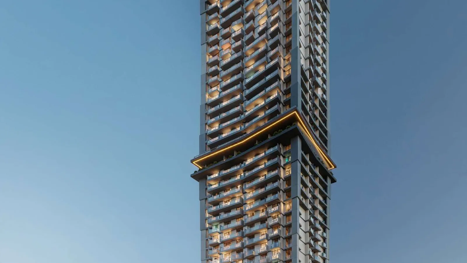 Full-height exterior of Sky Level 1 in Jumeirah Village Circle
