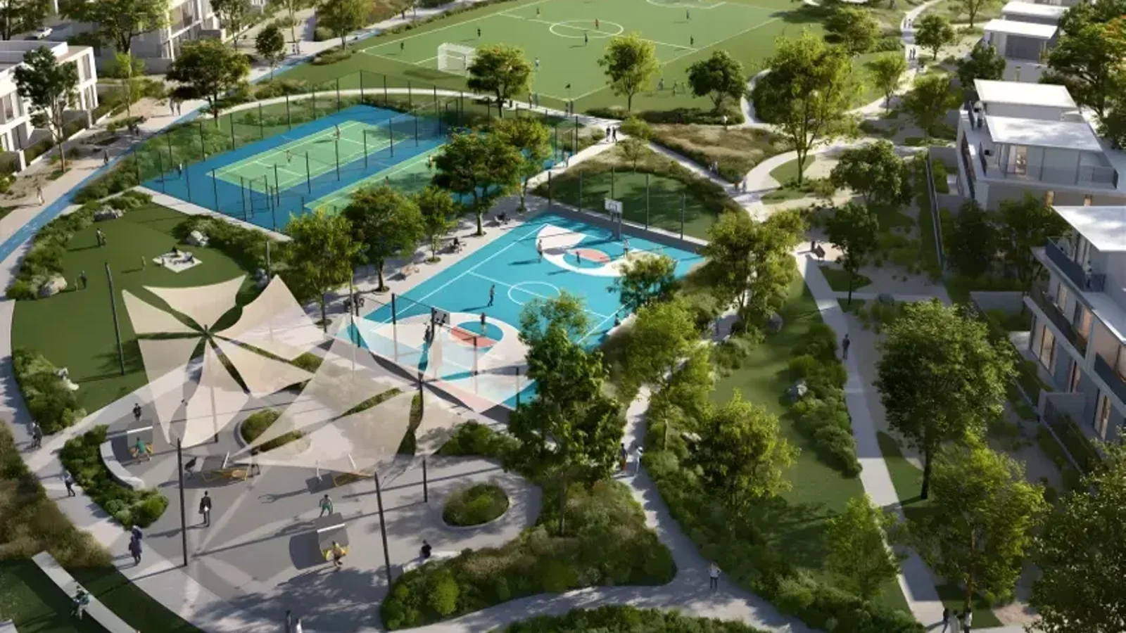 Alva at The Valley landscaped community sports courts and park
