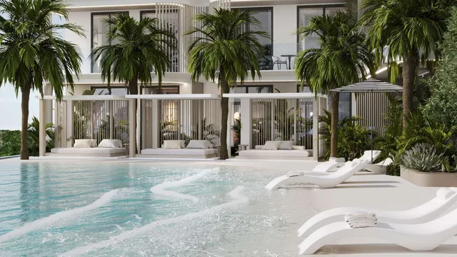 Beachfront exterior and private beach club at Arthouse Residences