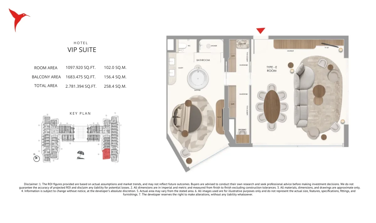 The Unexpected Al Marjan Island Category A+ VIP Suite 3 floor plan, 2,781.394 sq ft