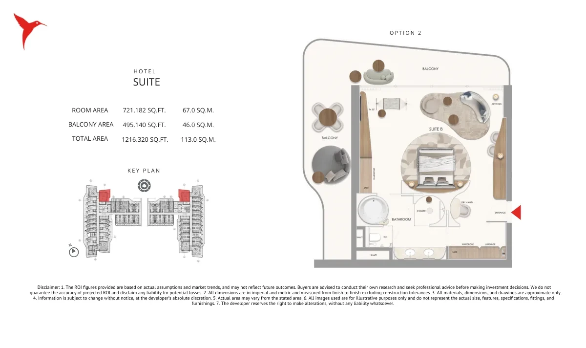 The Unexpected Al Marjan Island Category B Hotel Suite 5 floor plan, 1,216.320 sq ft