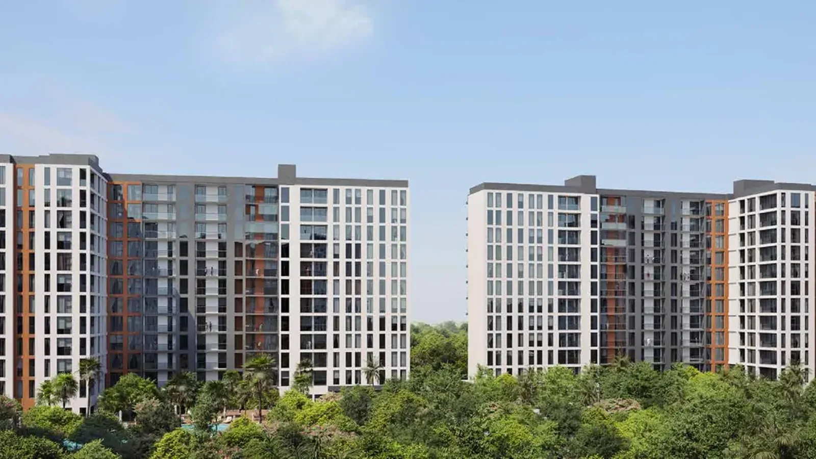 Olfah residential buildings beside landscaped open space