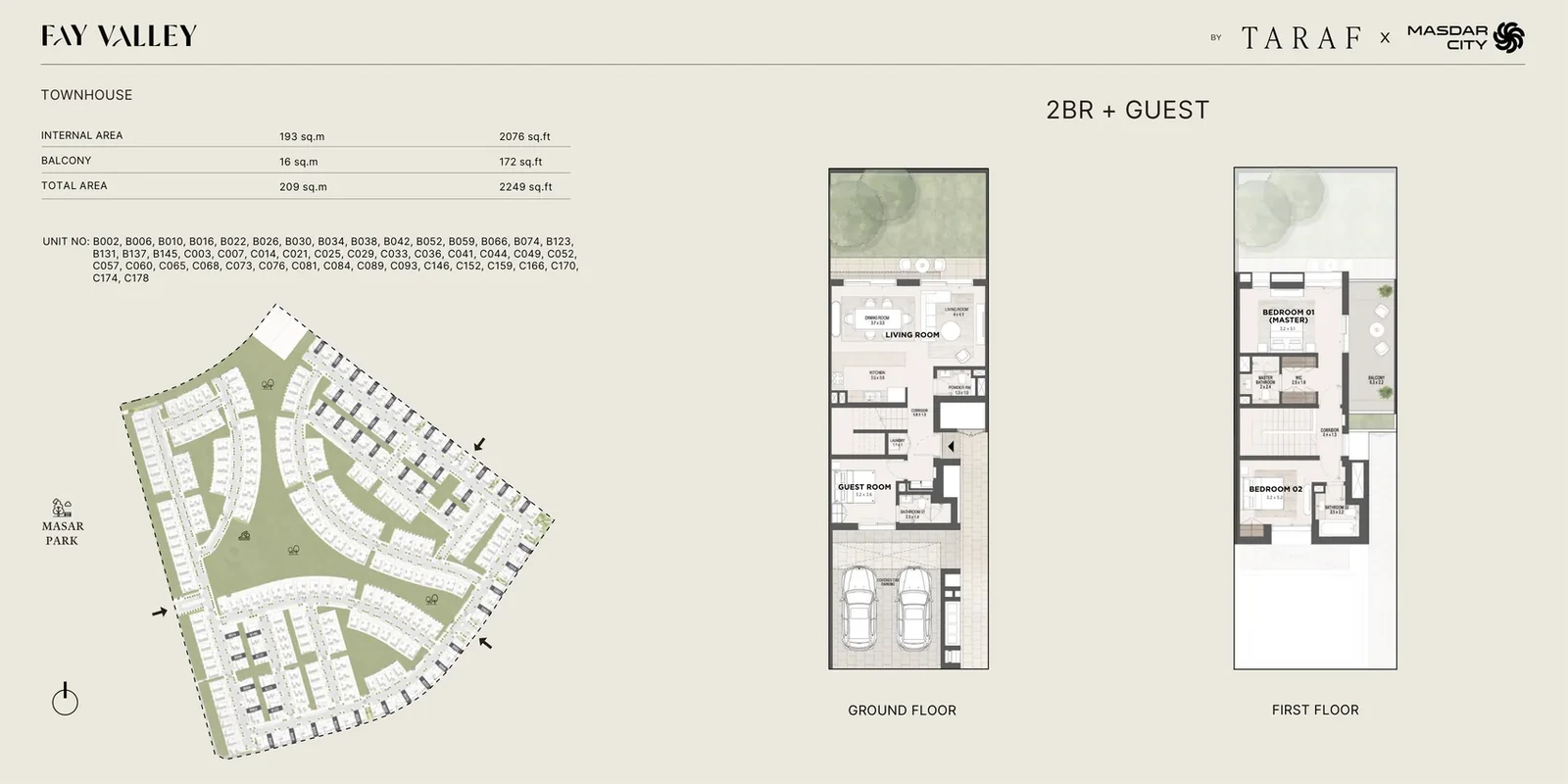Fay Valley 2 bedroom + guest townhouse standard floor plan, 2,249 sq ft