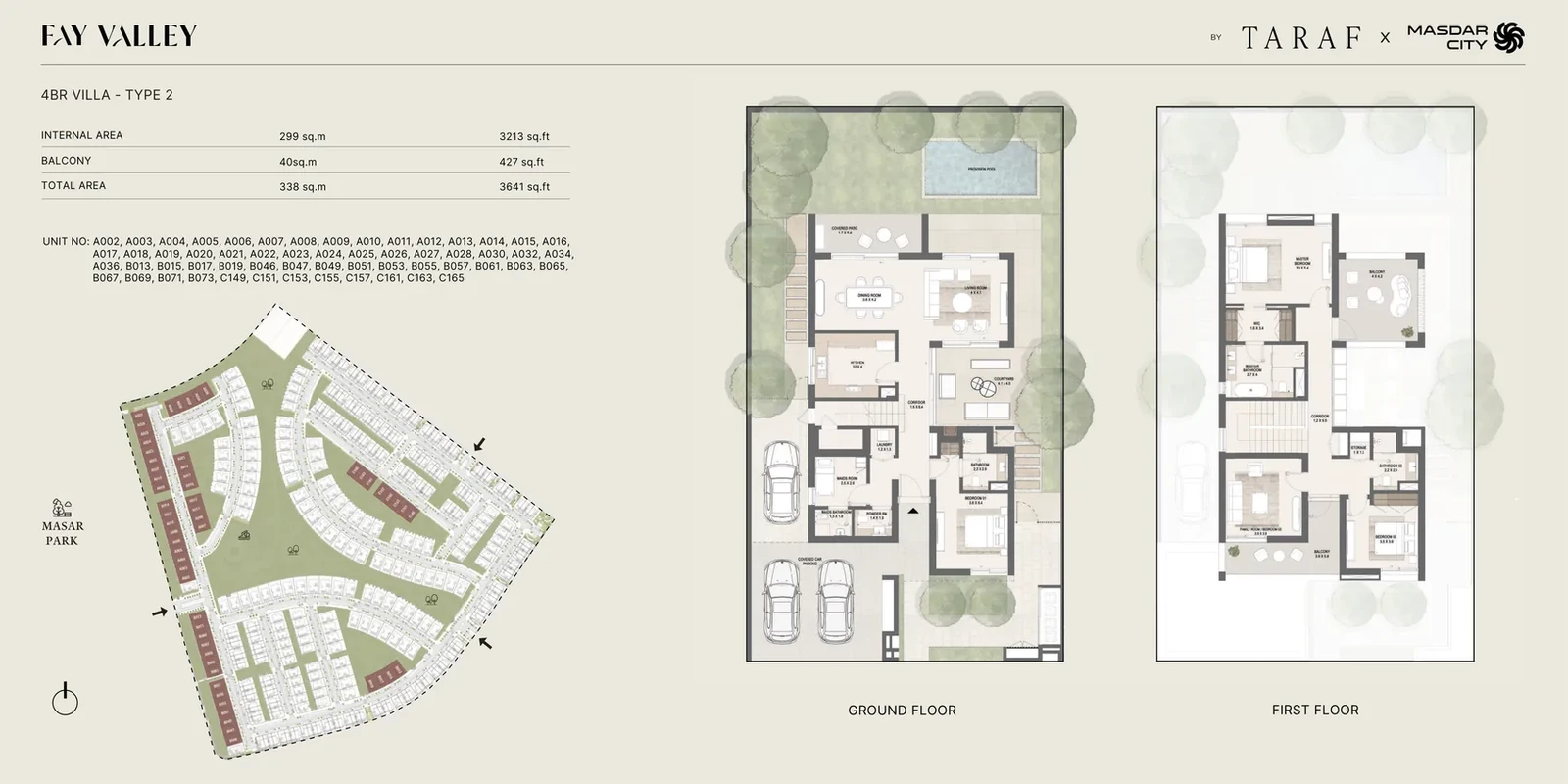 Fay Valley 4 bedroom villa type 2 standard floor plan, 3,641 sq ft