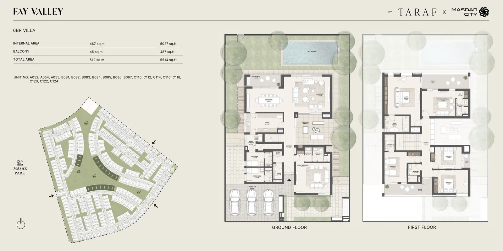 Fay Valley 6 bedroom villa standard floor plan, 5,514 sq ft