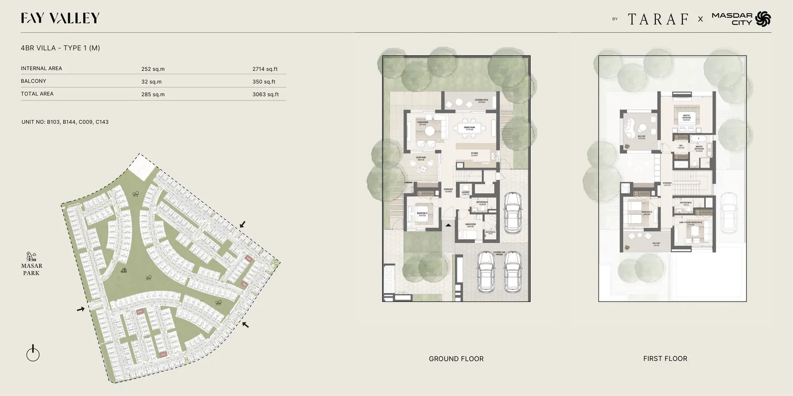 Fay Valley 4 bedroom villa type 1 mirror floor plan, 3,063 sq ft