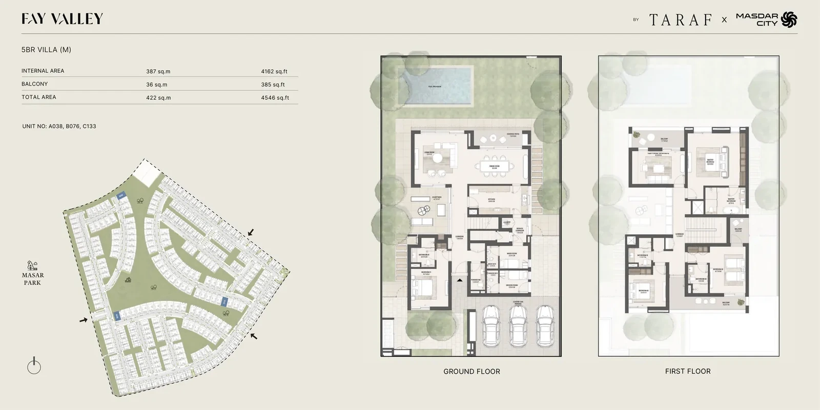 Fay Valley 5 bedroom villa mirror floor plan, 4,546 sq ft