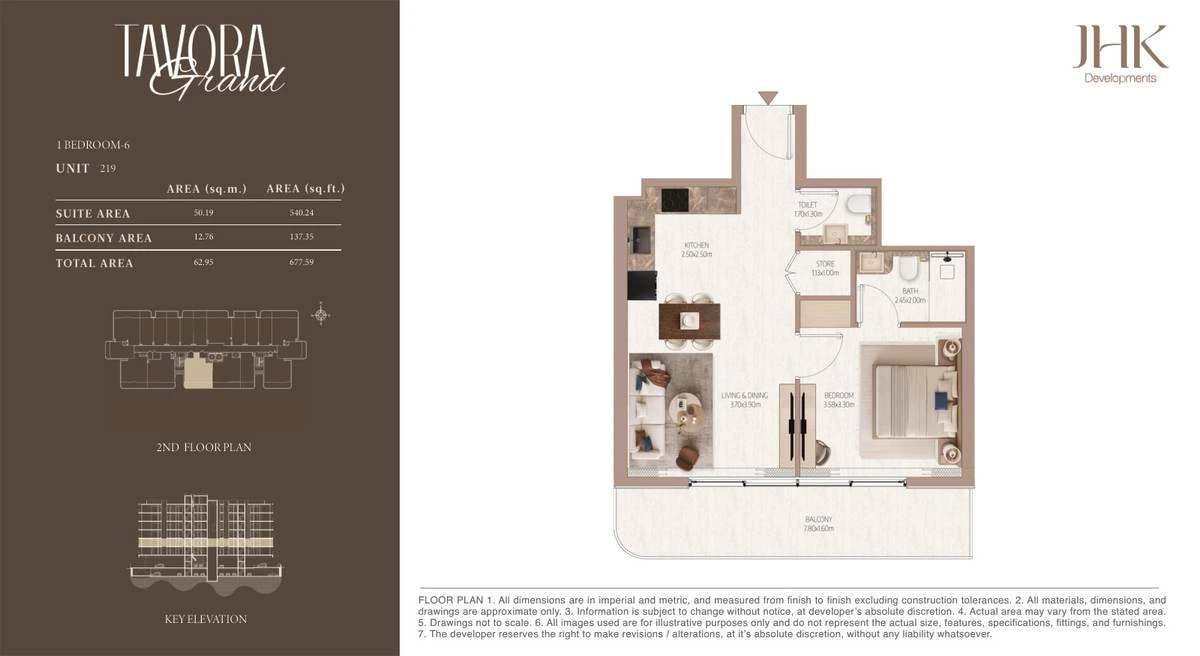 Tavora Grand 1 bedroom Type 6, Unit 219, 678 sq ft