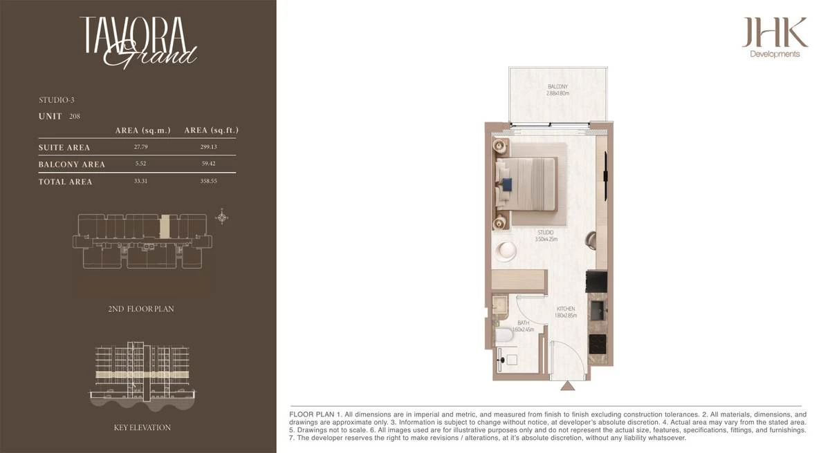 Tavora Grand studio Type 3, Unit 208, 359 sq ft