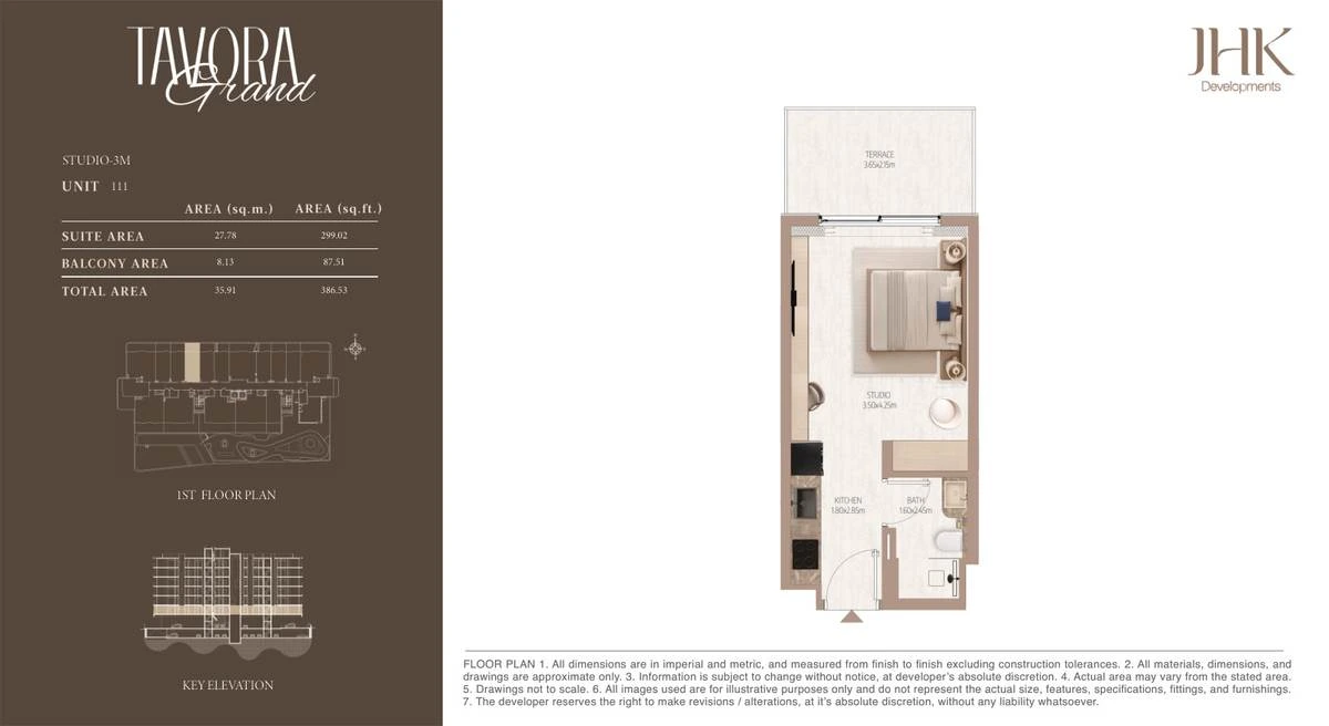 Tavora Grand studio Type 3M, Unit 111, 387 sq ft