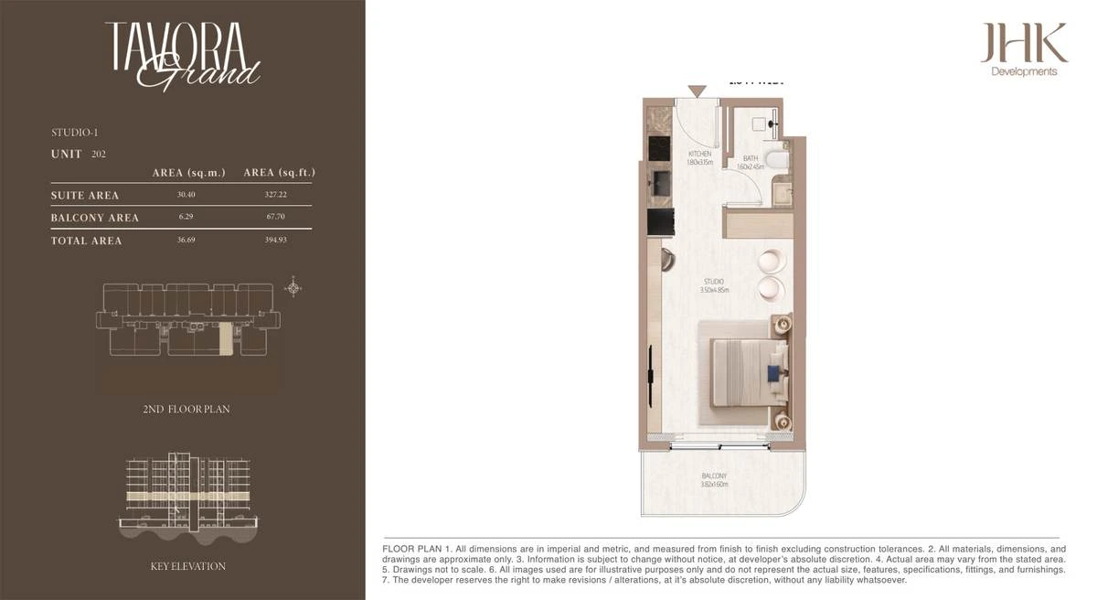 Tavora Grand studio Type 1, Unit 202, 395 sq ft