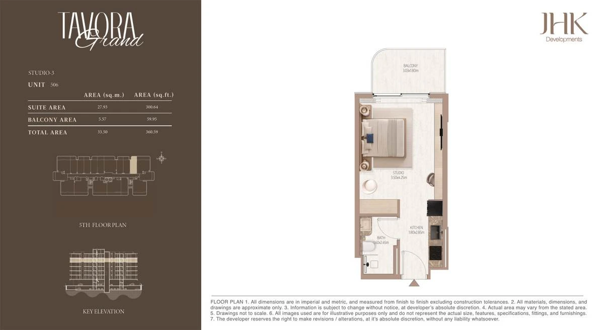 Tavora Grand studio Type 3, Unit 506, 361 sq ft